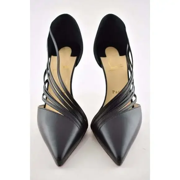 Christian Louboutin Antinorina 100 Black Leather Strappy Pointed Heel Pump 40.5 - Picture 5 of 8
